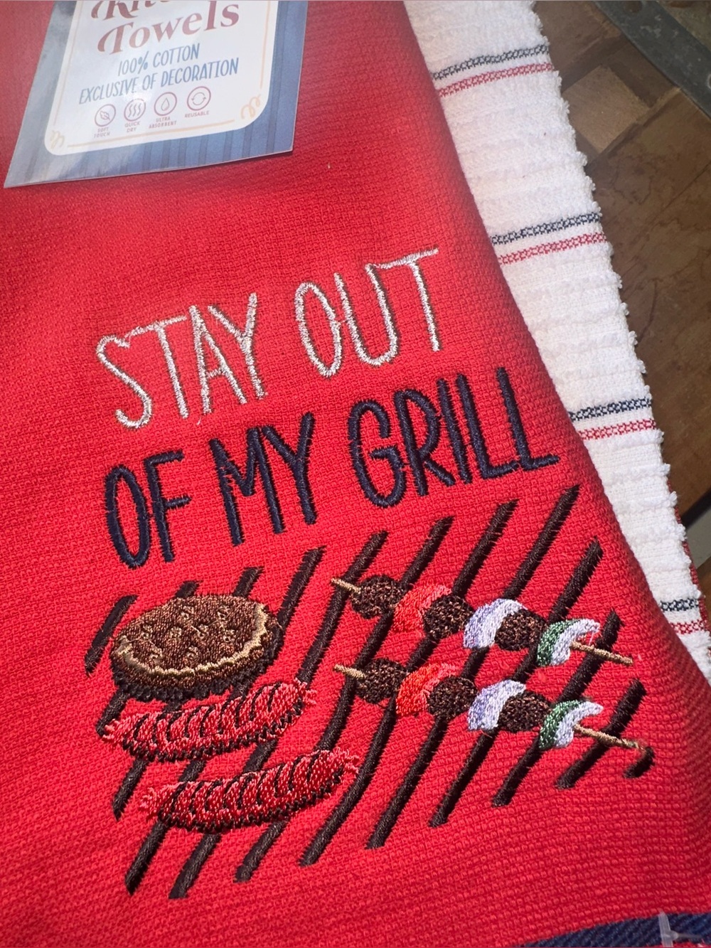 Stay Out Of My Grill Kitchen Towel - Set of Two - New - Picture 4 of 5